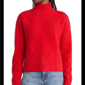 & OTHER STORIES Heart Turtleneck Sweater In Red W. Hearts